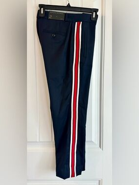 Banana Republic Avery Dress Pants Navy with White and Red side Stripes Size 2